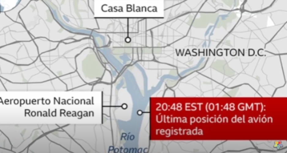 Accidente aéreo entre un avión y un helicóptero en Washington DC
