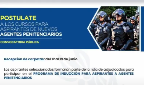 El Ministerio de Justicia lanzó una convocatoria para interesados en agentes penitenciarios