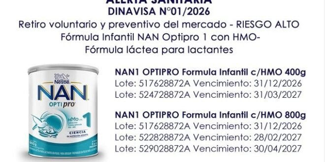 Retiran lotes de fórmula infantil por posible contaminación en Paraguay