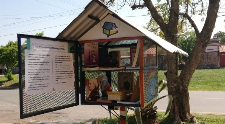 Robo de libros en biblioteca callejera